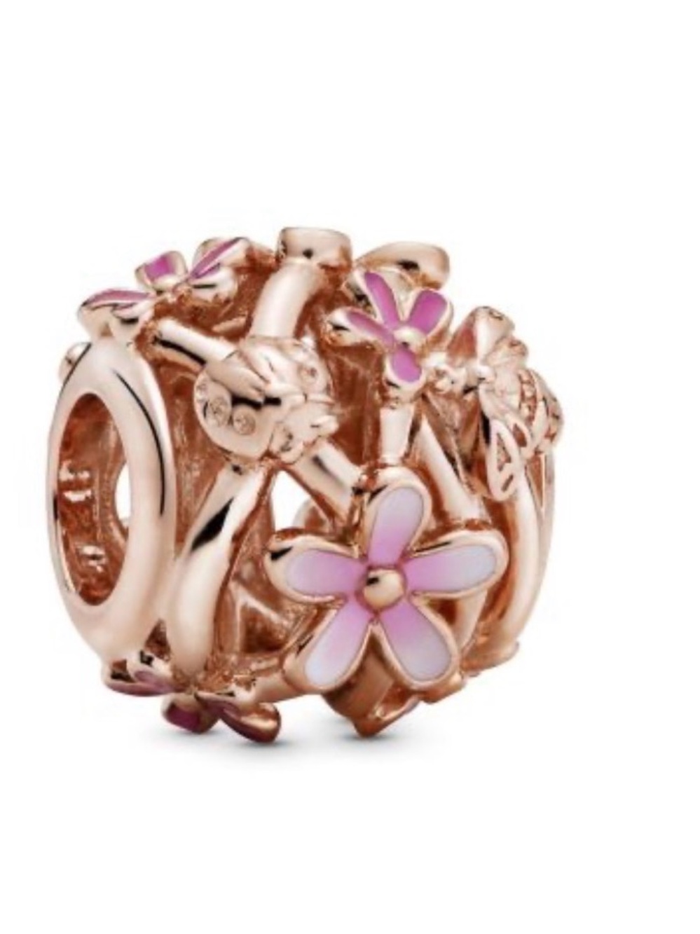 Pandora Rose Gold Pink Floral Charm Bead